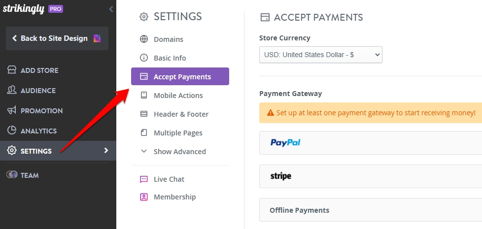 Accept payment option Accept payment option
